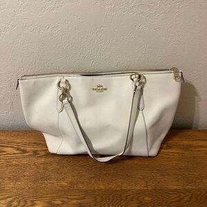 Coach White Leather Structured Tote